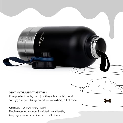 Insulated Portable Water Bottle with 2 Detachable Dog Bowl Dispenser