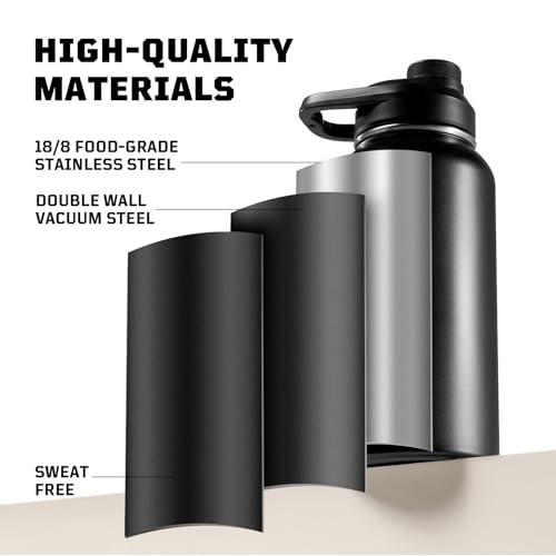 32oz Insulated Tactical Water Bottle with Straw & MOLLE Sleeve