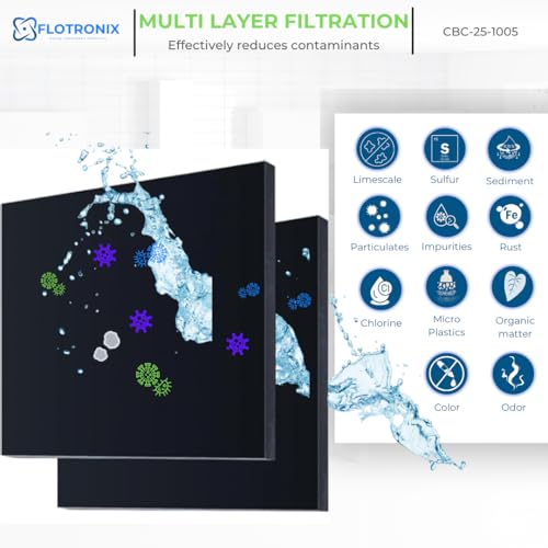 Flotronix 5 Micron 2.5" x 10" Whole House CTO Carbon Sediment Water Filter Cartridge (4 Count)
