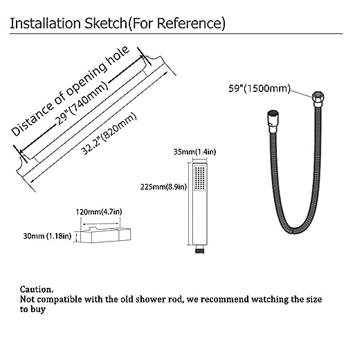 Matte Black Handheld Shower with Slide Bar Square Handheld Shower Head with Hose High