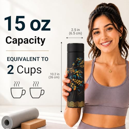 Tea Infuser for Loose Leaf Tea Smart Water Bottle with Fahrenheit Temperature Display