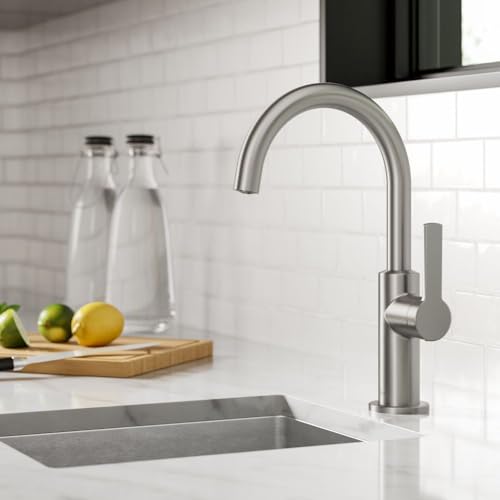Oletto Single Handle Kitchen Bar Faucet in Spot Free Stainless Steel