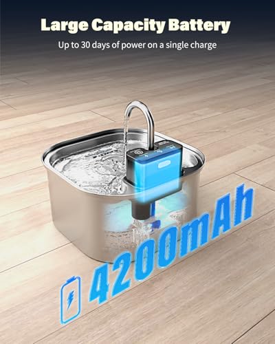 3.2L 108oz Wireless Stainless Steel Cat Water Fountain