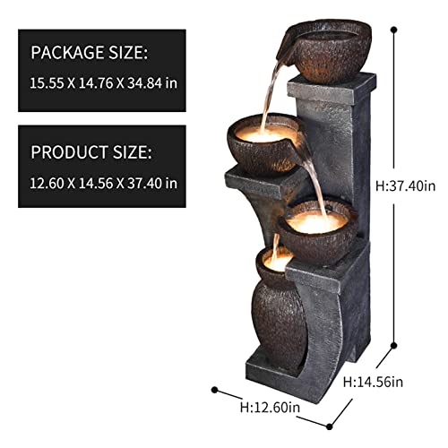 Outdoor Garden Water Fountain 4 Tiers 37.4" H Cascading Fountains