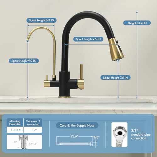 3 in 1 Kitchen Faucet with Water Filter and Pull Down Sprayer