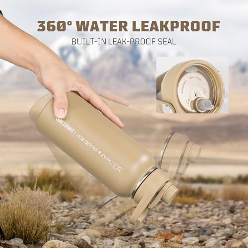 32oz Insulated Tactical Water Bottle with Straw & MOLLE Sleeve