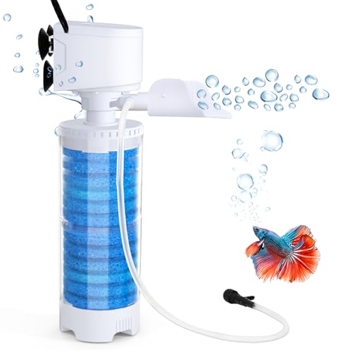4-in-1 Mutilstage Aquarium Filter, 6W Bubble Oxygen for 20-40Gal