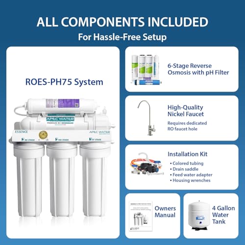 ROES-PH75, 6-Stage Under Sink RO System, Alkaline, 75 GPD