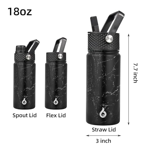 18oz Insulated Water Bottle with Straw Lid