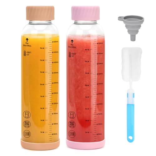 Glass Water Bottles with Stainless Steel Lid 20 oz (2 Count)