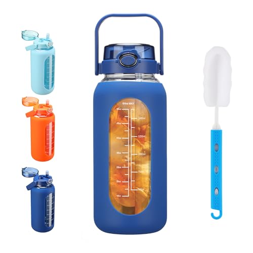 52 oz Glass Water Bottle with 2