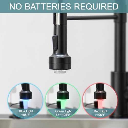 Led Black Kitchen Faucet with Soap Dispenser