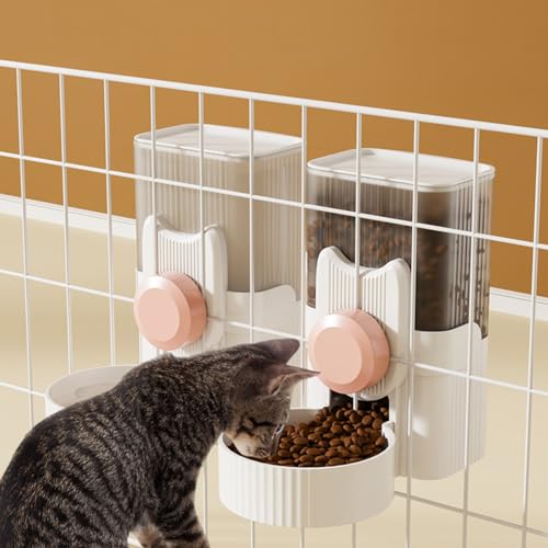 Hanging Cage Auto Pet Food Bowl Water Bottle Dispenser
