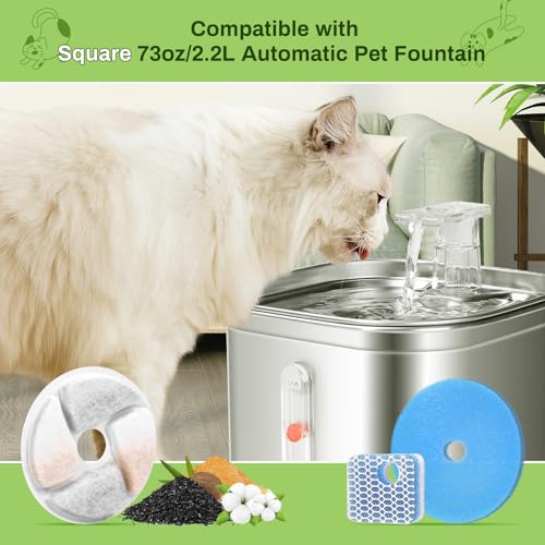5 Pack Cat Fountain Filter Replacement for Square 2.2L