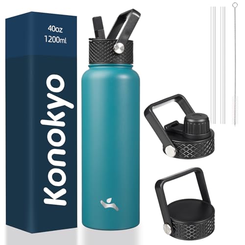 40 oz Insulated Stainless Steel Water Bottle with Straw Lid