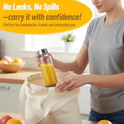 Glass Juice Bottles with Lid 12 oz