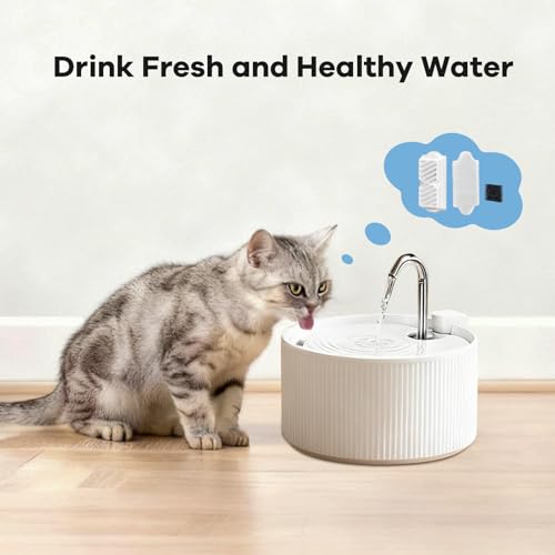 18 Pack) 6 Sets Ceramic Cat Water Fountain Replacement Filters, Pet Fountain Replacement Filters for 2.2L/74OZ Ceramic Fountain(White) (18 Count)