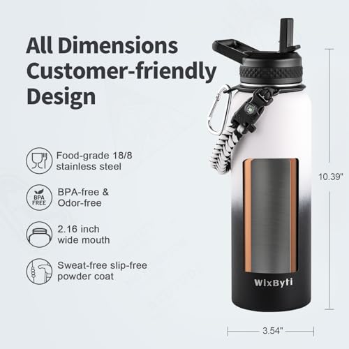 40 oz Insulated Water Bottle with Straw