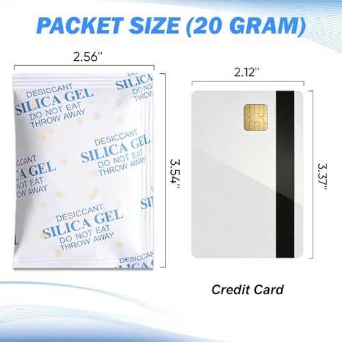20g (60 Pack) Color Changing Silica Gel Packets, Desiccant Packs