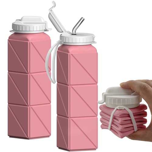 Collapsible Water Bottles with Straw 21 oz