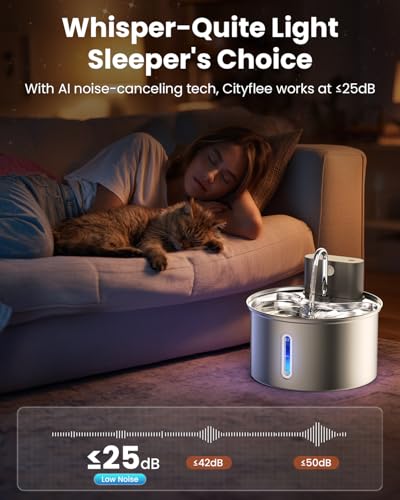 Cat Water Fountain Wireless Stainless Steel with Sensor 3.5L