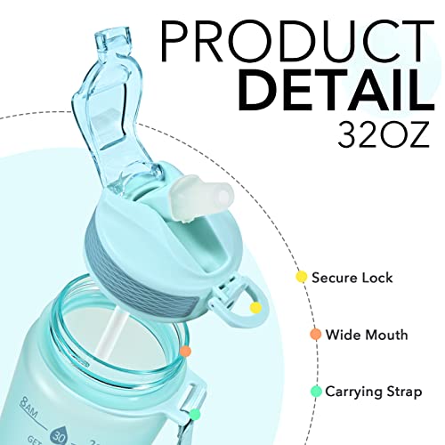 Plastic Water Bottle With Straw & Time Marker