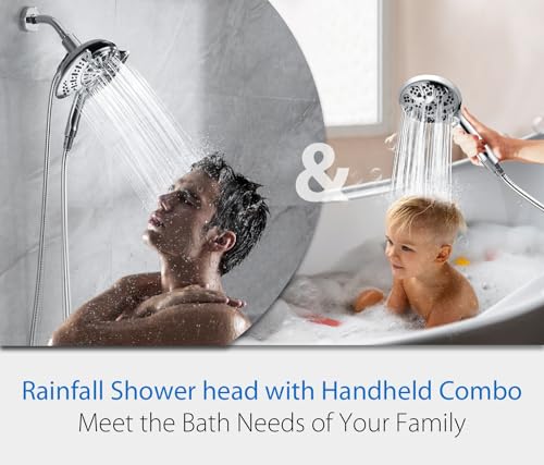 2 in 1 Shower Head with Handheld Combo High Pressure Silver 2.5 GPM