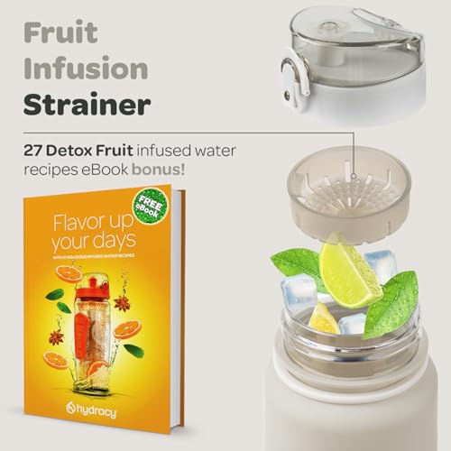 Motivational Water Bottle with Time Marker & Fruit Infuser 32 oz
