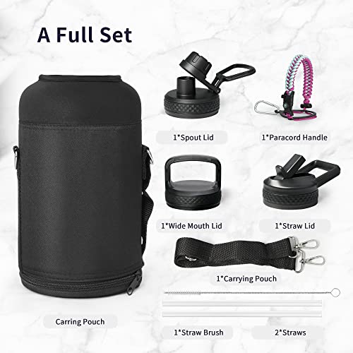 64 oz Water Bottle Stainless Steel with 3 Lids