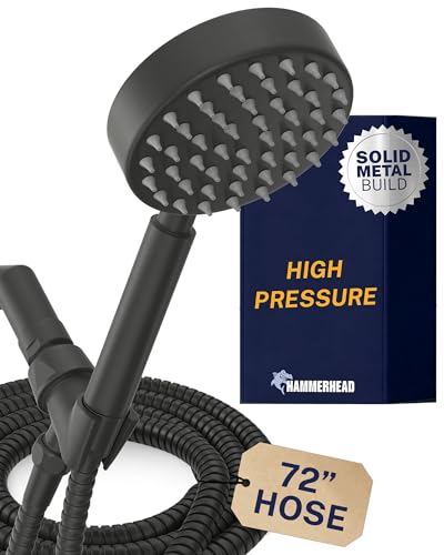Solid Metal Handheld Shower Head with Hose and Brass Holder