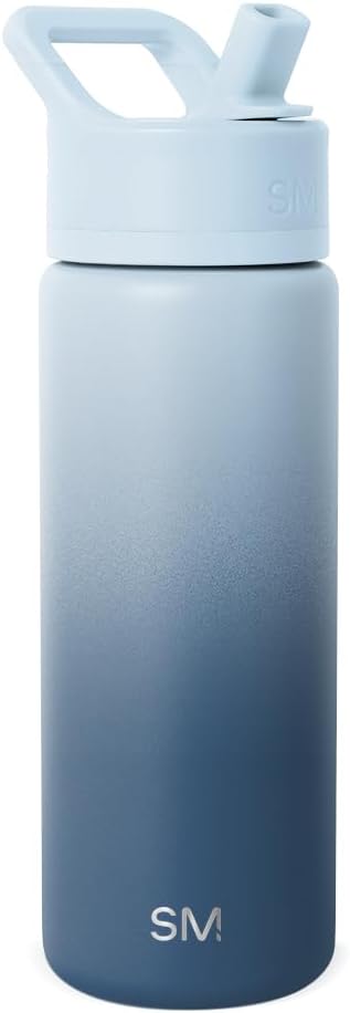 Simple Modern Kids Water Bottle with Straw Lid | Vacuum Insulated Stainless Steel Metal | Reusable Leak Proof BPA-Free Thermos for School | Summit Collection | 18oz, Stormy Skies