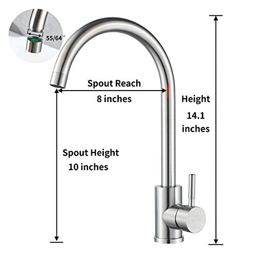 Single Handle High Arc Kitchen Faucet Stainless Steel Brushed Nickel
