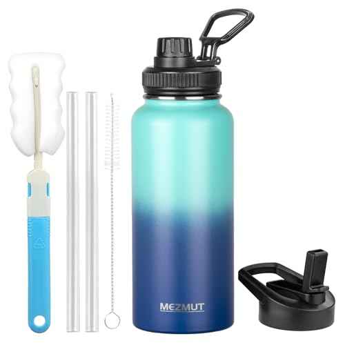 32oz Metal Sports Insulated Water Bottle with 2 Lids