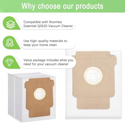 20 Pack Q0520 Vacuum Bags for iRobot Roomba Vacuum 2 Q0520 Essential Robot Vacuum Cleaner