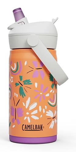 Thrive Flip Straw Kids Bite Valve Stainless Steel Water Bottle Butterfly Rainbow