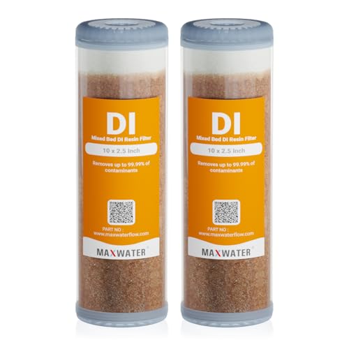 2 Pack Refillable Mixed Bed DI Resin Filter Cartridge Fits wide style 3.15" openings standard 10" size WH Filter Housings and Systems