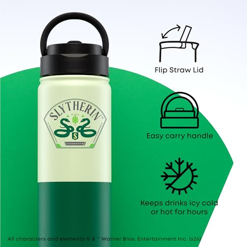 Harry Potter Slytherin Stainless Steel Water Bottle with Flip Straw Lid