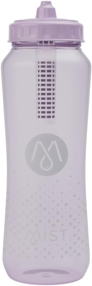 Mist Sports Squeeze Water Bottle with Built-In Filter for Pure Water, Lightweight and Easy Grip Squeeze Water Bottles Sports Quality, Leak Proof & BPA Free Athletic Water Bottle Squirt Top, Lavender