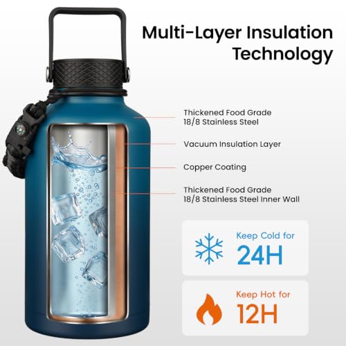87 oz Insulated Stainless Steel Water Bottle Jug with Handle