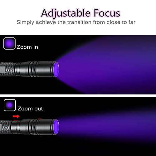 UV Flashlight 395nm Zoomable Black Light Lamp Ultraviolet Lights