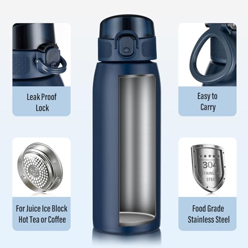 Insulated Water Bottle 18 oz with Dustproof Lid