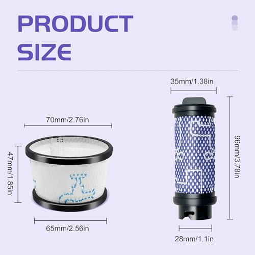 Smilefil Primary Filter and Secondary Filter Replacement Filter Kit Accessories Compatible with Inse N5 S6 S6P S600 Cordless Vacuum Cleaner (8 Count)
