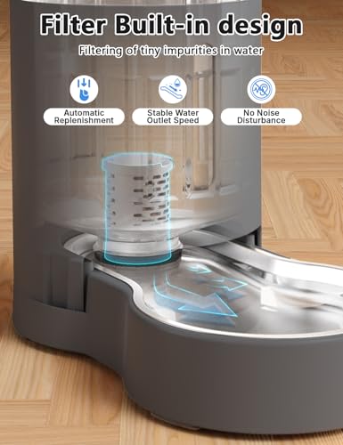 Cat Water Dispenser with Filter and Stainless Steel Bowl
