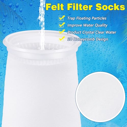 16 Pack 4 Inch Ring Filter Socks 200 μm Aquarium Filter Bags Aquarium Socks for Tank Sump Saltwater Freshwater (16 Count)