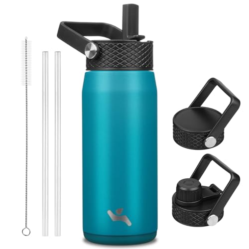 20 oz Insulated Stainless Steel Water Bottle with 3 Lids