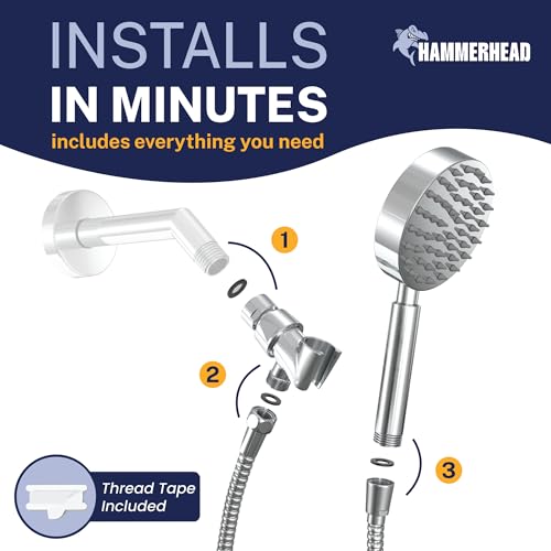Solid Metal Handheld Shower Head with Hose and Brass Holder