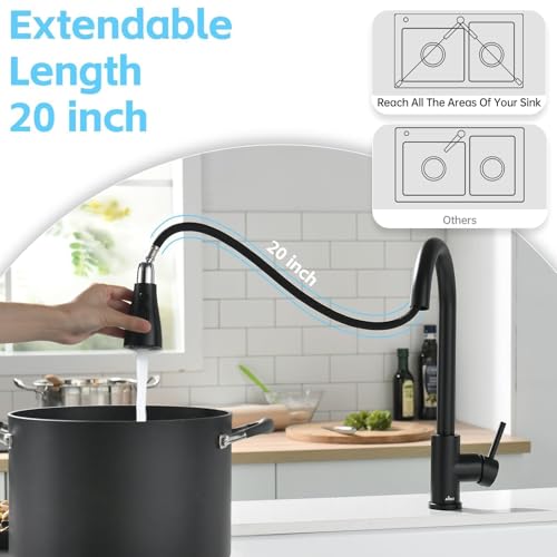 Black Kitchen Faucet with Soap Dispenser