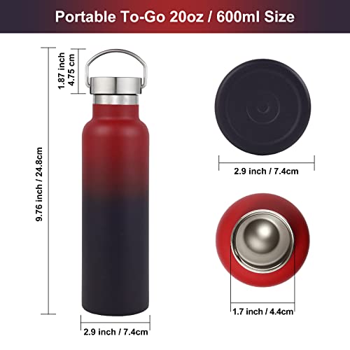 20 oz Insulated Water Bottles Bulk 4 Pack (4 Count)