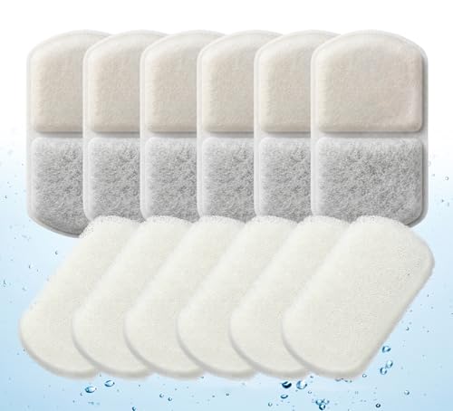 6 Pack Cat Water Fountain Replacement Filters and Sponges (6 Count)