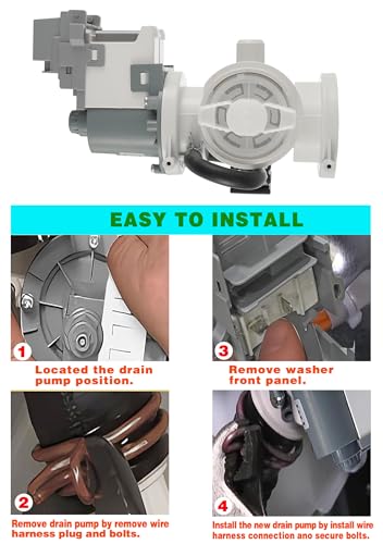 Upgraded) DC97-20621A Washer Pump Assembly Replace DC31-00187A 4959632 AP6807020 PS12592830 EAP12592830 Fit for Samsung Washing Machine Drain Pump Motor